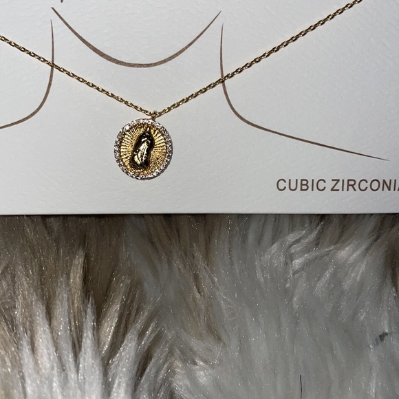 Cubic Zirconia Virgen Mary Necklace - Picture 5 of 5